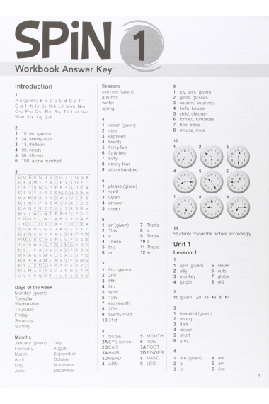 Spin 1 Workbook Answer Key