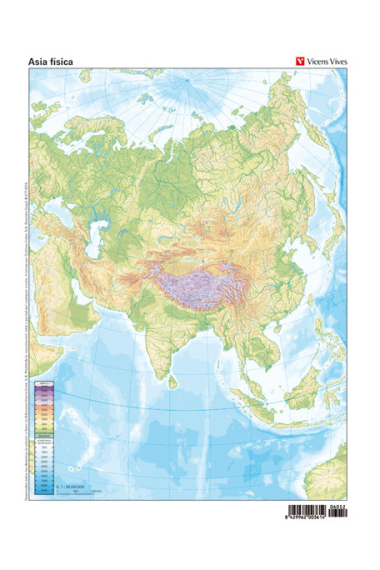 MAPA MUDO ASIA FISICA COLOR VIC