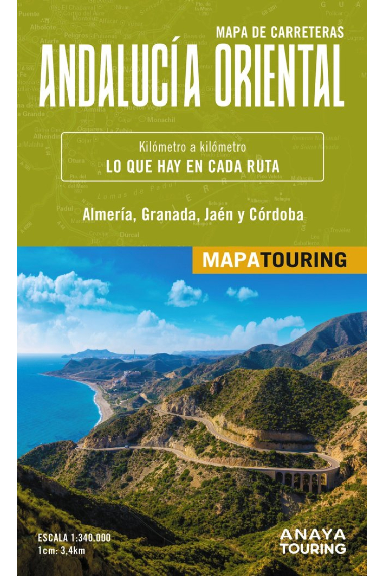 Mapa de carreteras de Andalucía oriental desplegable, escala 1:340.000