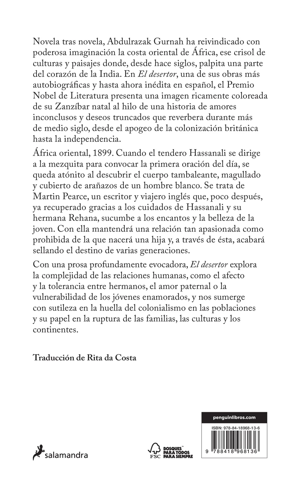 El desertor. Premio Nobel de Literatura 2021