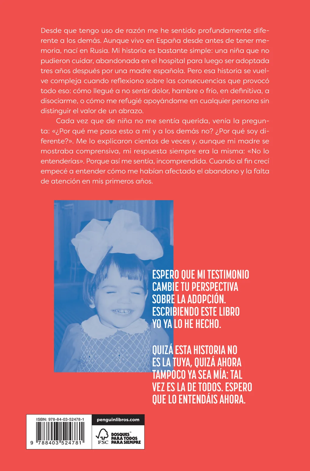 No lo entenderías. Mi historia de adopción