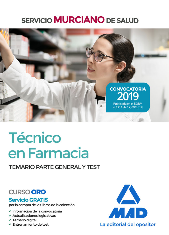 Técnico en Farmacia del Servicio Murciano de Salud. Temario parte general y test