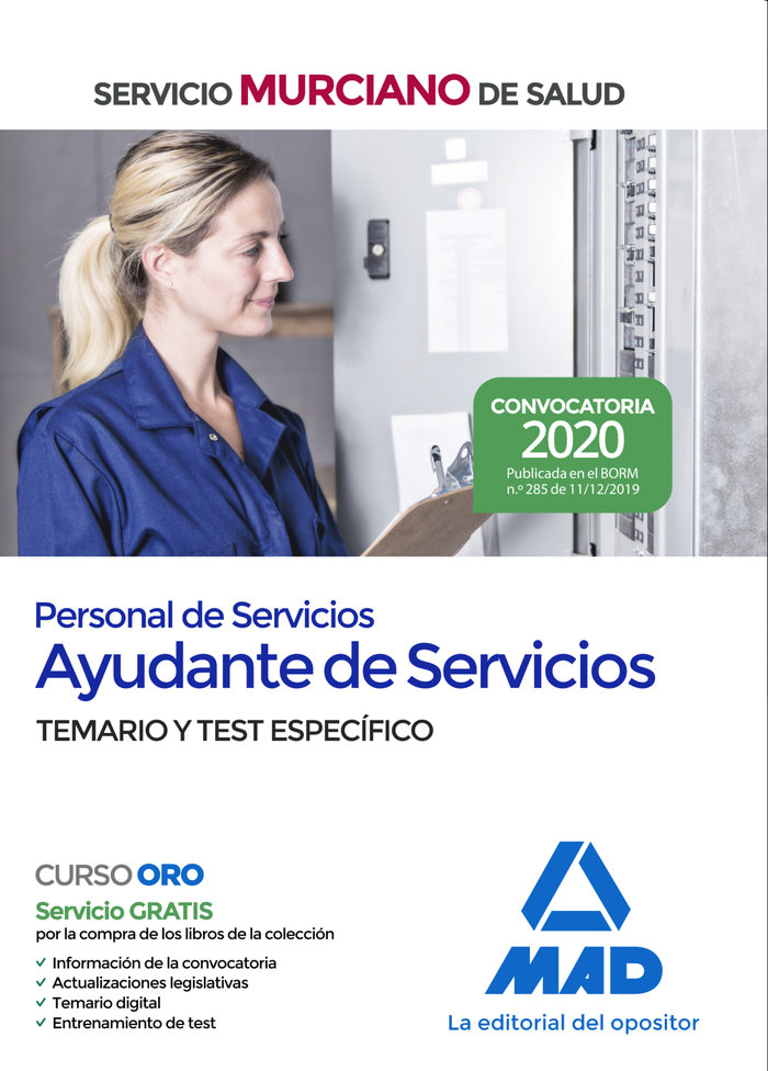 Personal de Servicios, opción Ayudantes de Servicios del Servicio Murciano de Salud. Temario y test