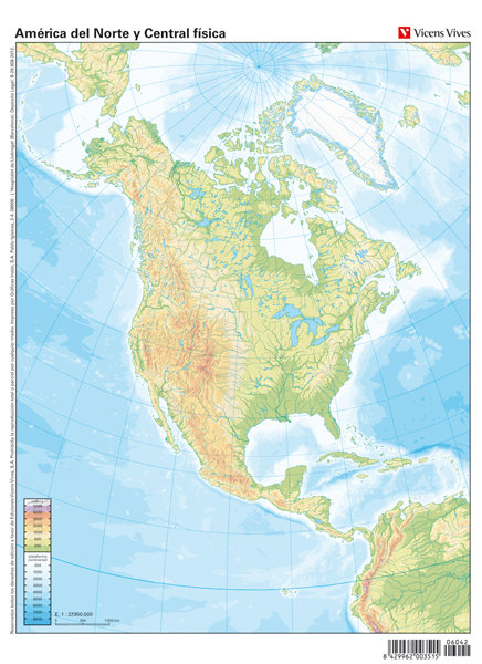 MAPA MUDO AMERICA NORTE(CENTRO)FISICO COLOR VIC