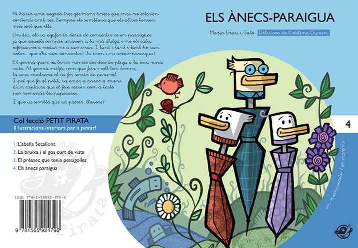 Els ànecs-paraigua (lletra manuscrita i d'impremta, dibuixos per pintar)