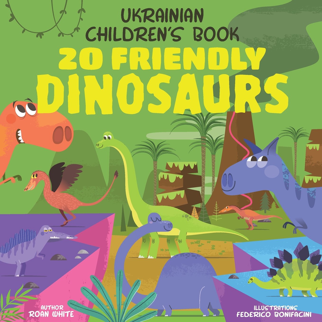 Ukrainian Children's Book: 20 Friendly Dinosaurs