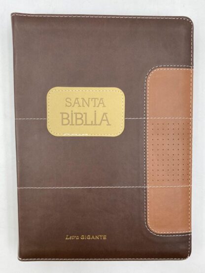 BIBLIA RVR60 TAMAÑO GIGANTE LETRA 15 PUNTOS I /PIEL MARRON OSCURO/CAFÉ ( PUNTEADO)