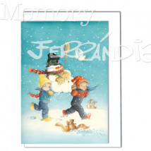 Tarjeta Christmas Ferrándiz Costaleros en la nieve + sobre