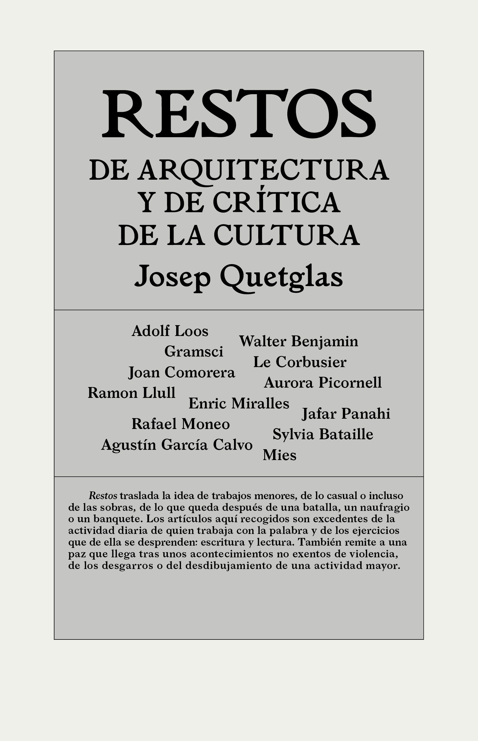 Restos de arquitectura y crítica de la cultura