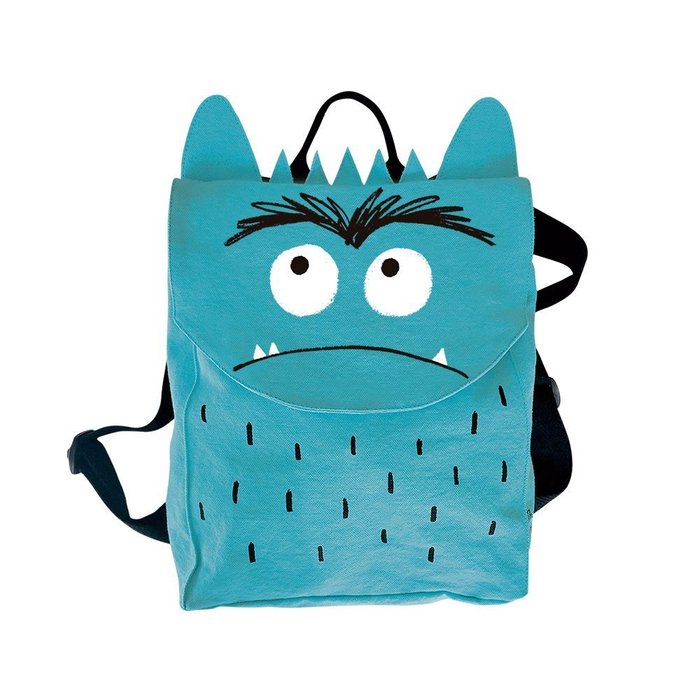 MOCHILA INFANTIL MONSTRUO DE COLORES AZUL 100% ALGODÓN