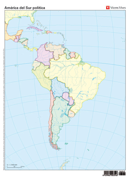 MAPA MUDO AMERICA SUR POLITICO COLOR VIC