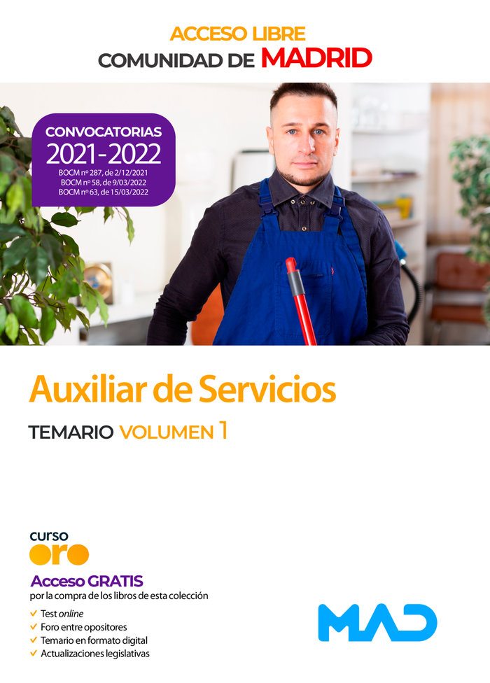 Auxiliar de Servicios de la Comunidad de Madrid (acceso libre). Temario volumen 1