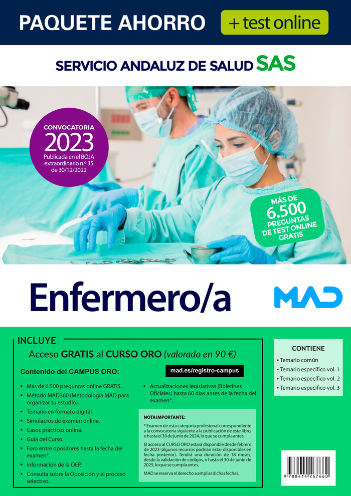 Compra anticipada Paquete Ahorro Test ONLINE Enfermero/a Servicio Andaluz de Salud