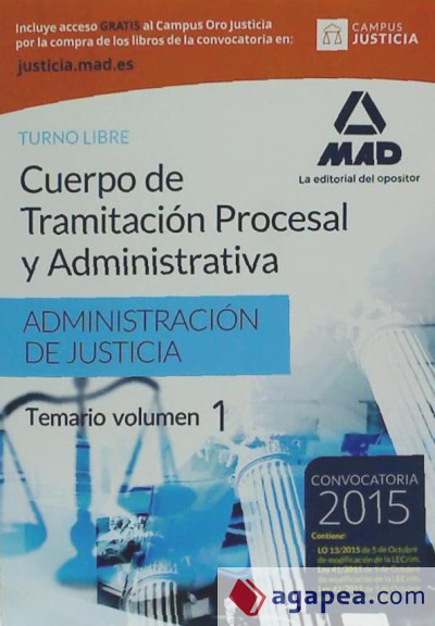 Cuerpo de Tramitación Procesal y Administrativa (Turno Libre) de la Administración de Justicia.Temario Volumen 2