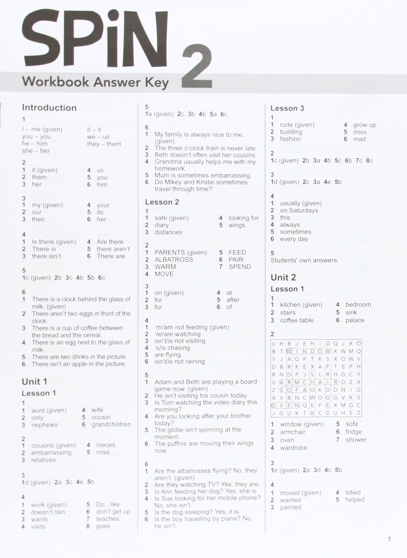 Spin 2 Workbook Answer Key