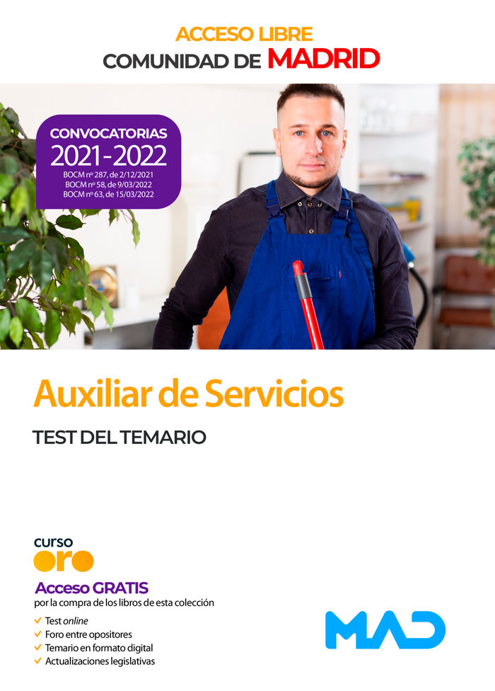 Auxiliar de Servicios de la Comunidad de Madrid (acceso libre). Test