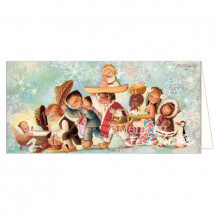 Tarjeta Christmas Ferrándiz Niños del Mundo + sobre (10x21 cm)