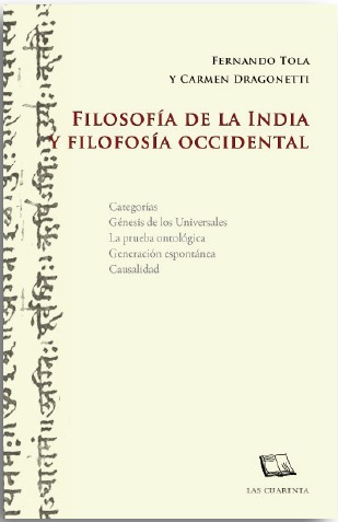 Filosofía de la India y filosofía occidental (Categorías / Génesis de los Universales / La prueba ontológica / Generación espontánea / Causalidad)