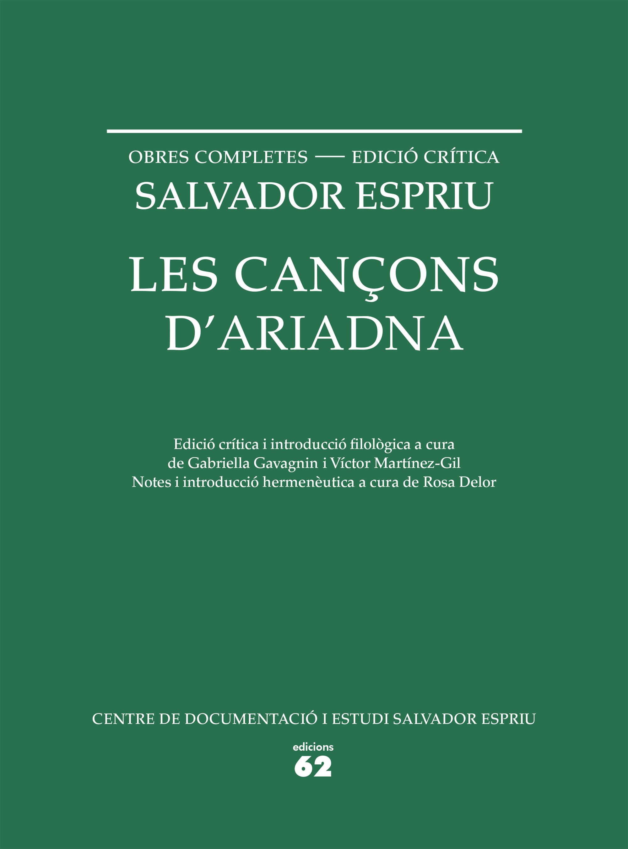 Les cançons d'Ariadna (Obra completa - Edició crítica)