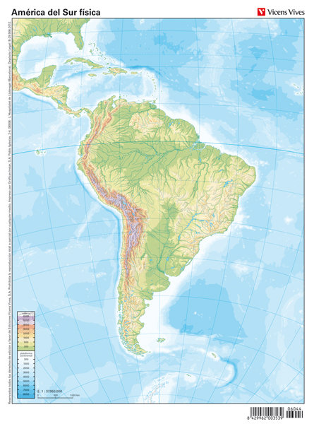 MAPA MUDO AMERICA SUR FISICO COLOR VICVAR0SED