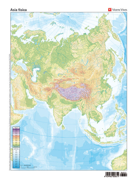 MAPA MUDO ASIA FISICA COLOR VIC